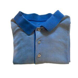 Joseph A Bank Golf Polo Shirt Size Large Blue geometric pattern  Performance fab